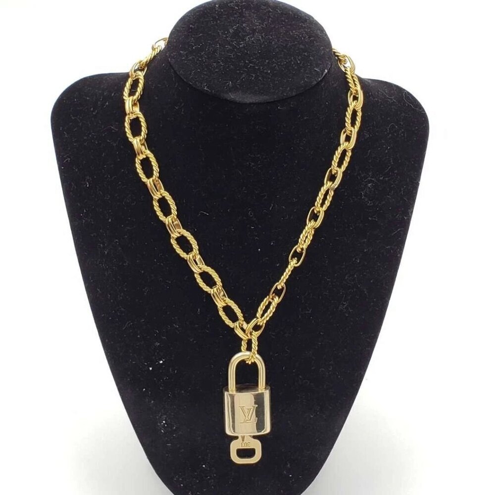 Authentic Louis Vuitton Lock & Key with Unbranded Gold Plated Chain Necklace